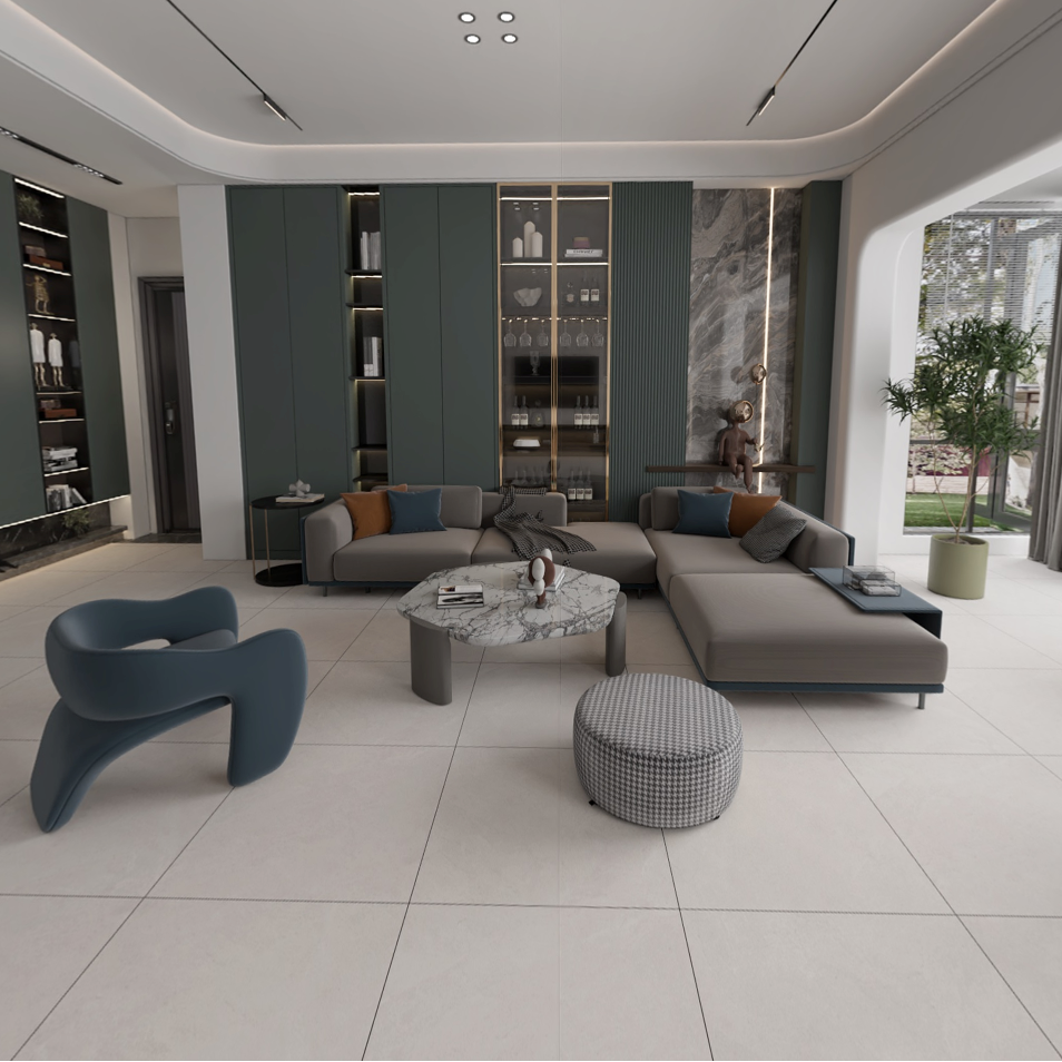 Carrelage effet pierre mat - Abricot Blanc - 60x60cm