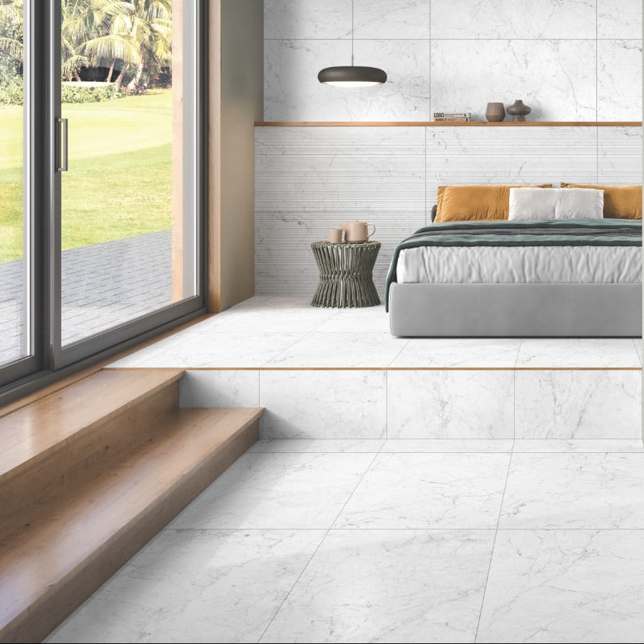 Carrelage effet marbre mat - Arena Bianco - 60x120cm