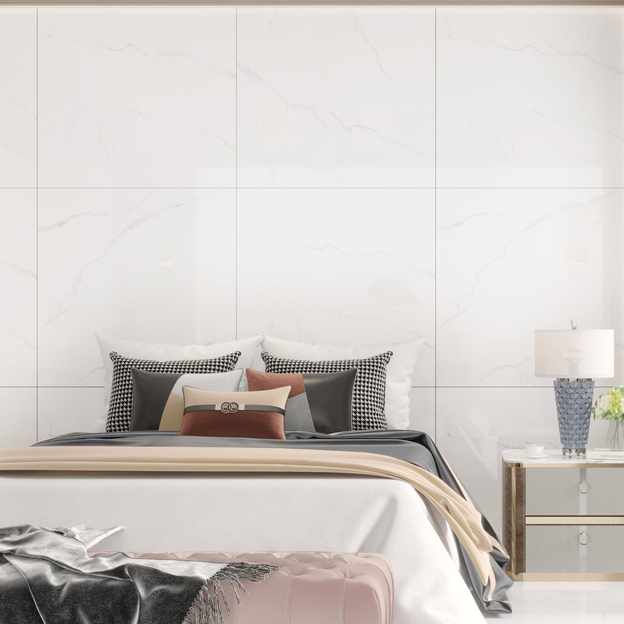 Carrelage effet marbre blanc - Armani Culcatta - 100x100cm