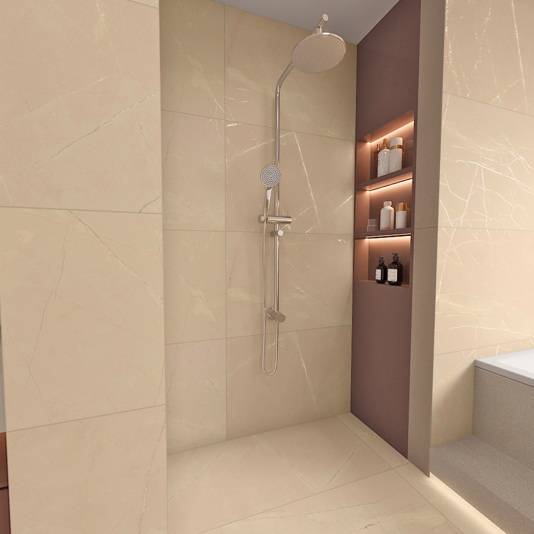 Carrelage effet marbre mat - Ash Ford Creme - 60x120cm