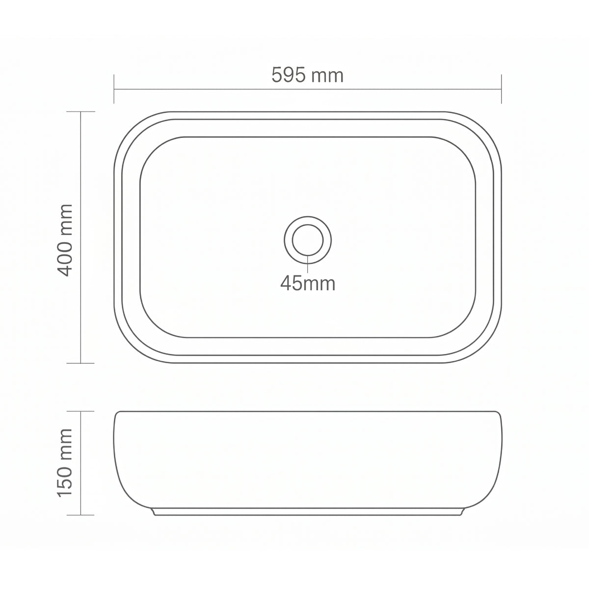 Vasque à poser rectangulaire blanche - Avery Alaska White – Finition brillante (59,5 x 40cm)