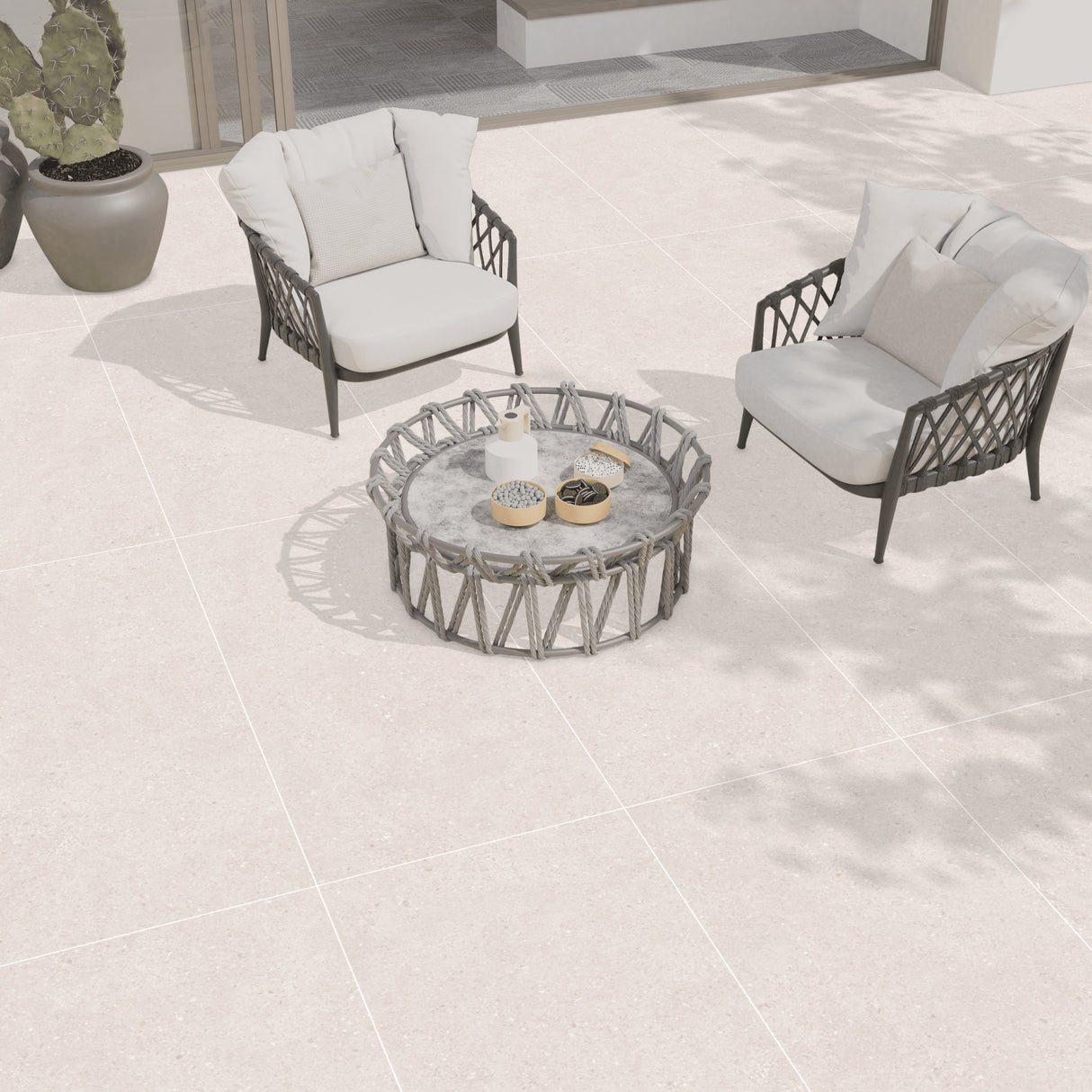 Carrelage effet béton mat - Bastia Ivoire - 60x120cm