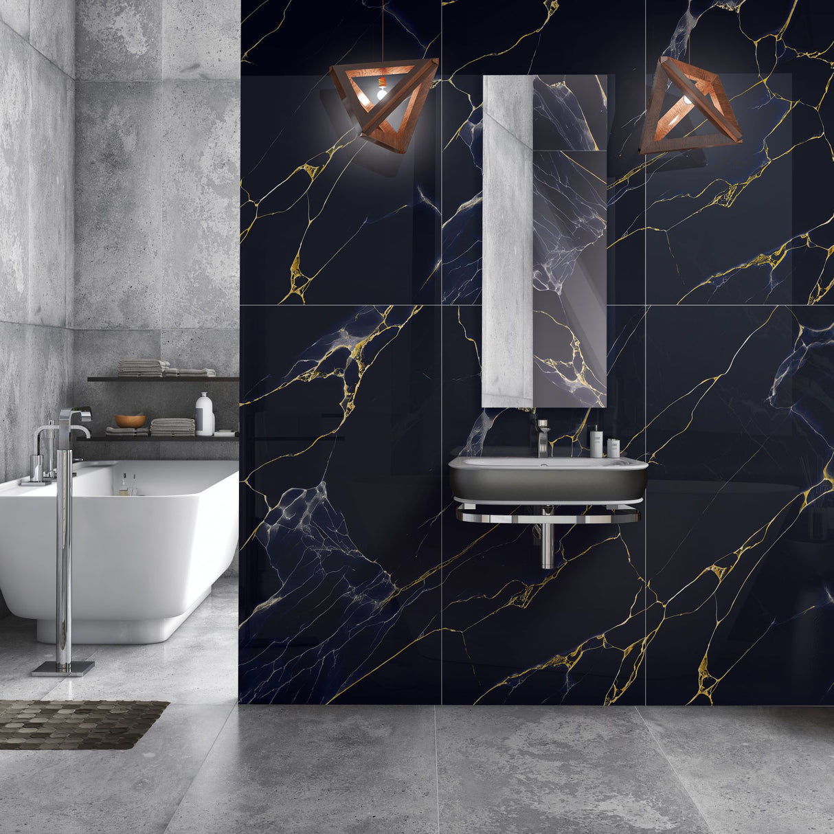 Carrelage Dart Gold Black 60x120 cm – Élégance et Charme Sombre