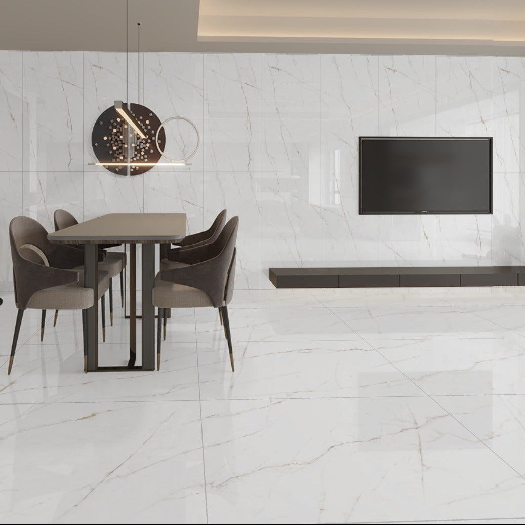 Carrelage effet marbre brillant- Endless Statuario Olive - 60x120cm