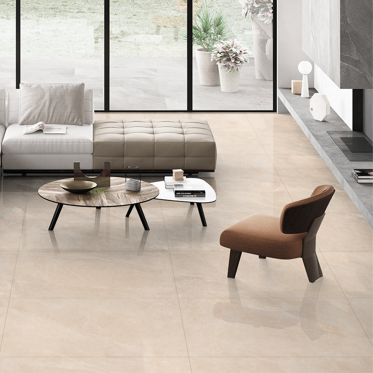 Carrelage effet marbre brillant - End Marvel Ivory - 60x120cm