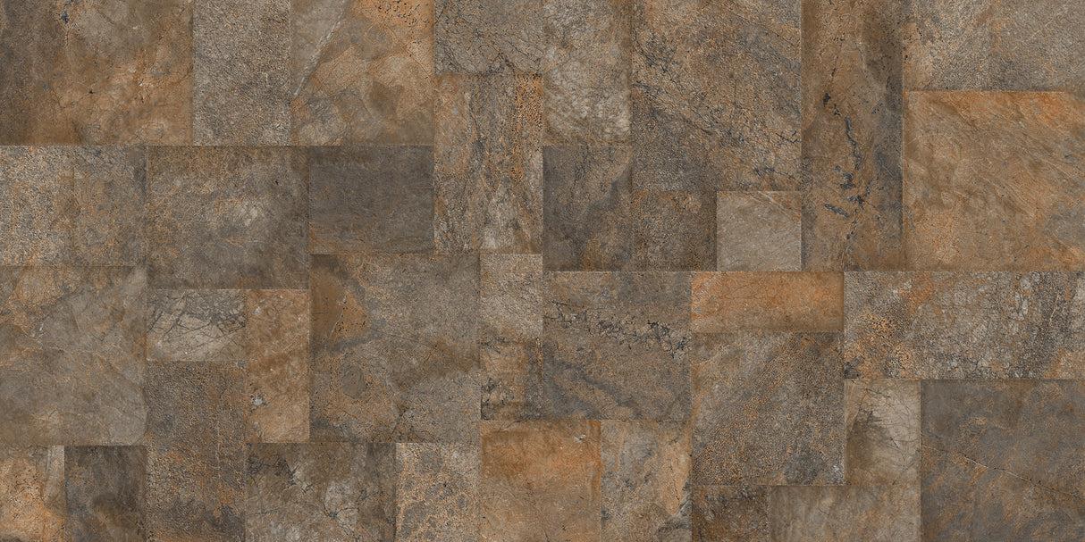 Carrelage effet pierre mat - Evardo brown - 60x120cm