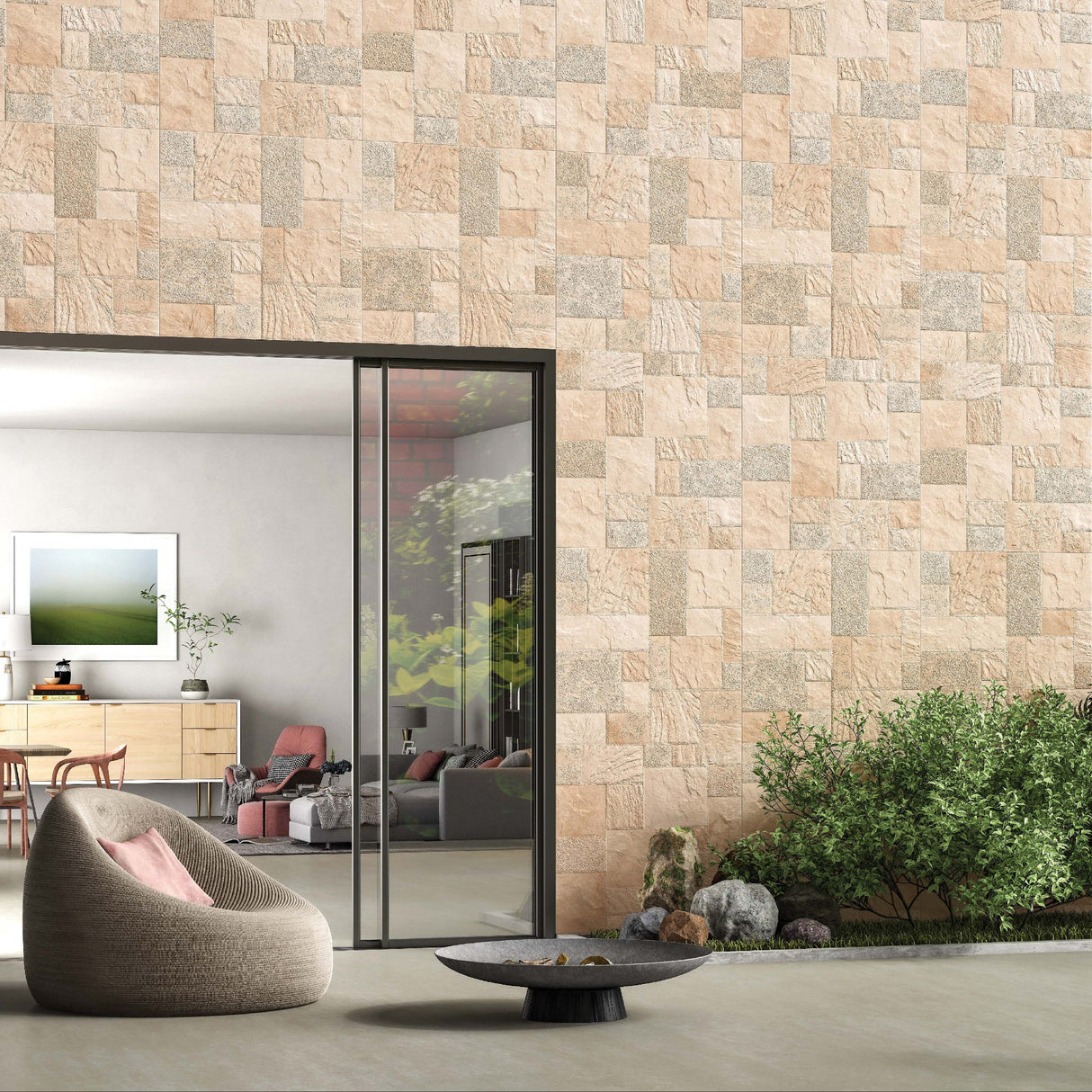 Carrelage effet pierre mat - Evardo crema - 60x120cm