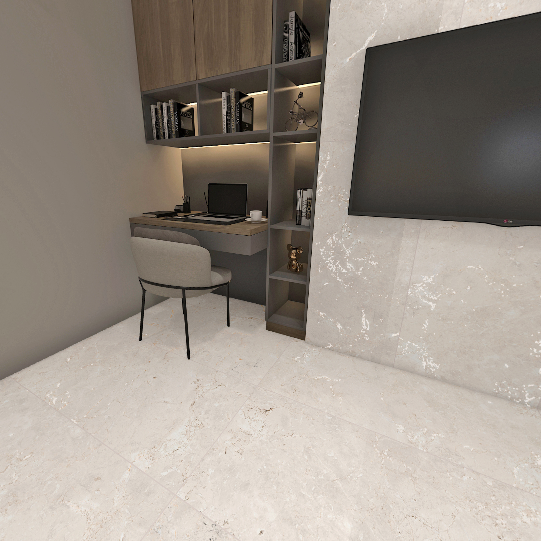 Carrelage effet pierre mat - Harpich White 3D- 60x120cm