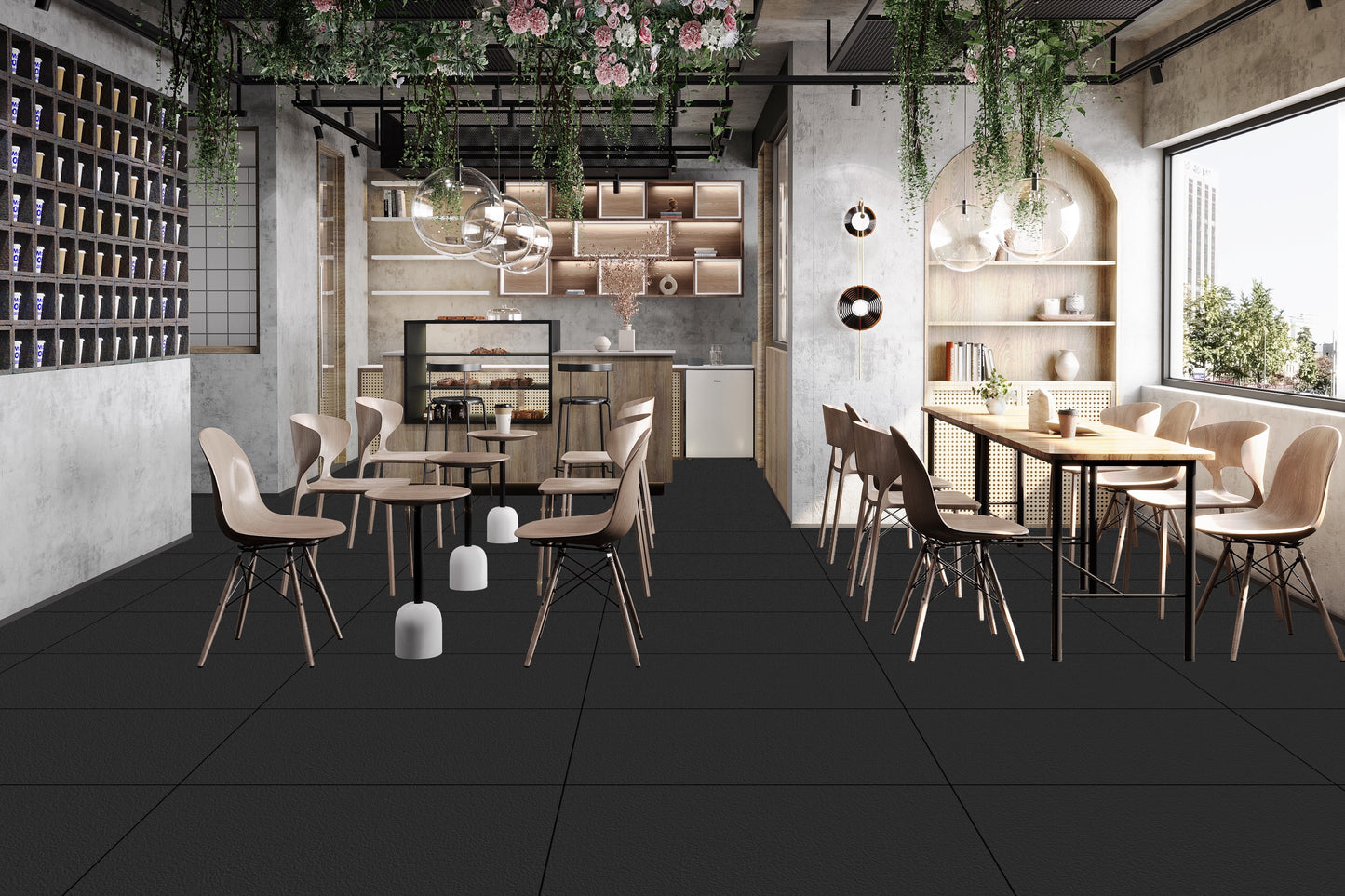 Carrelage Litchi Noir 60x120 cm – Élégance Sombre et Raffinement Moderne