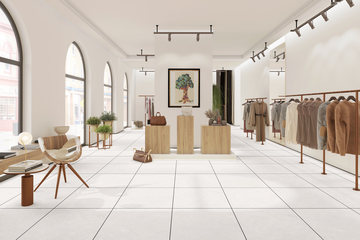 Carrelage Abricot Blanc 60x60 cm – Sobriété et Raffinement