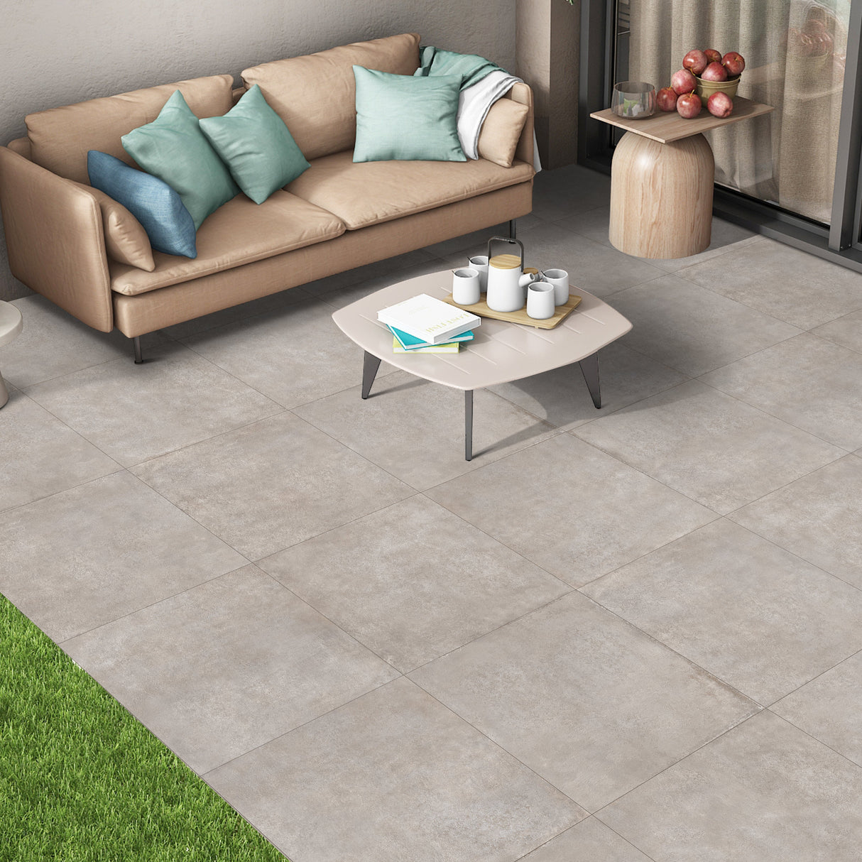 Carrelage effet pierre gris mat antidérapant - Jason Steel - 60x60x2cm