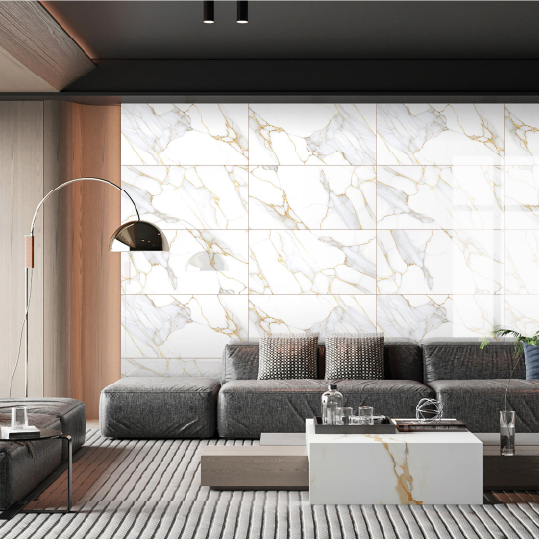 Carrelage effet marbre brillant - Jubelly Gold - 60x120cm