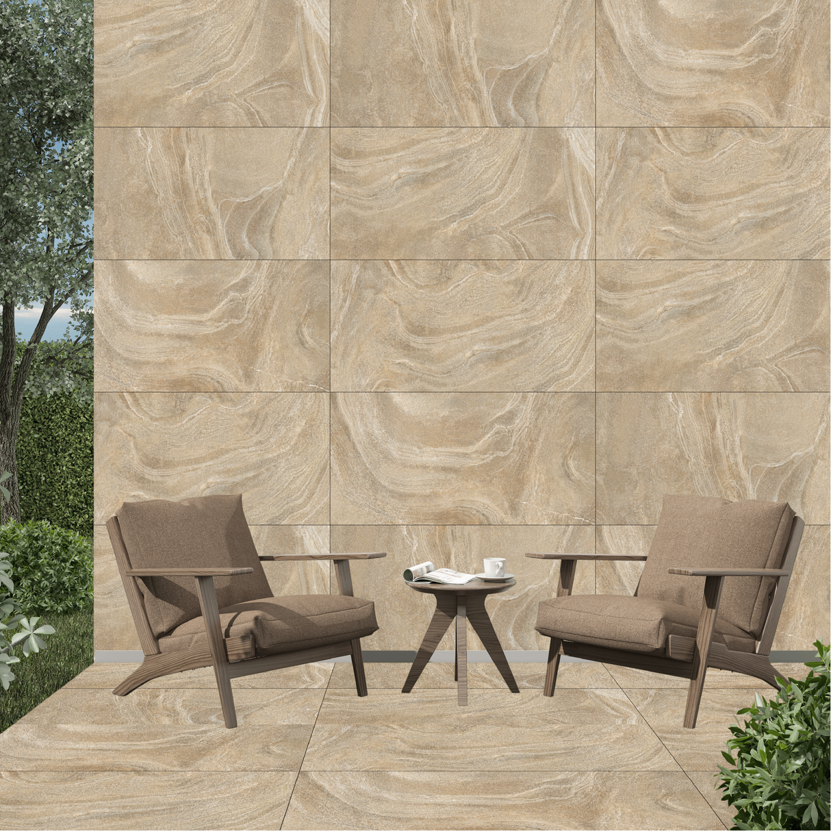 Carrelage effet pierre antidérapant - Lacoste Beige R11 - 60x120cm