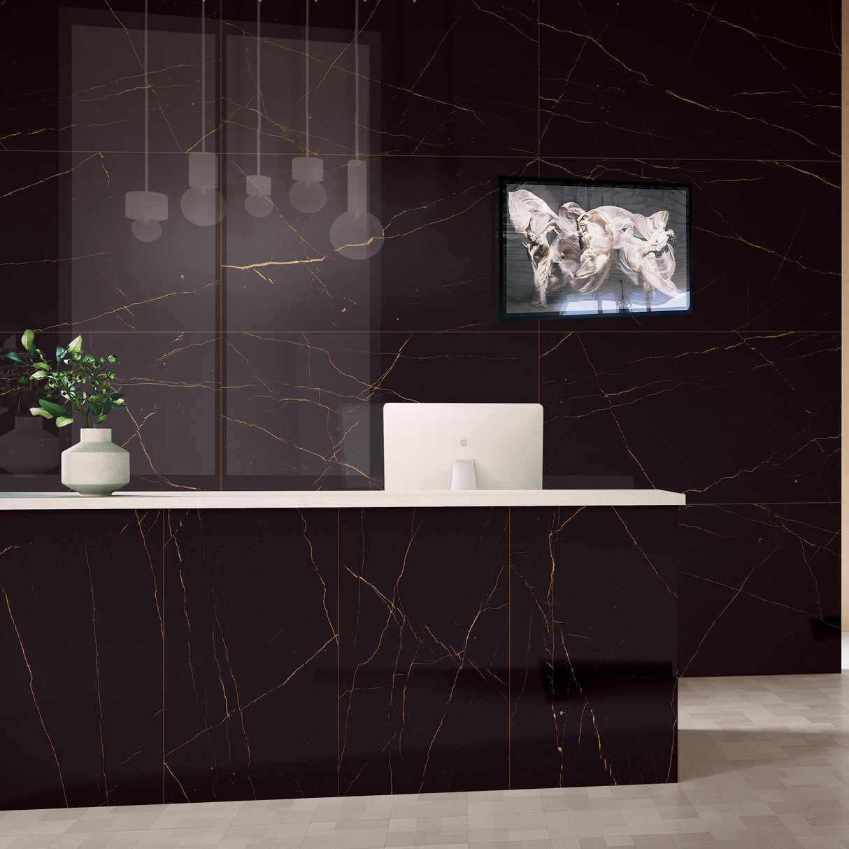 Carrelage effet marbre brillant - Marquinha Gold - 60x120cm