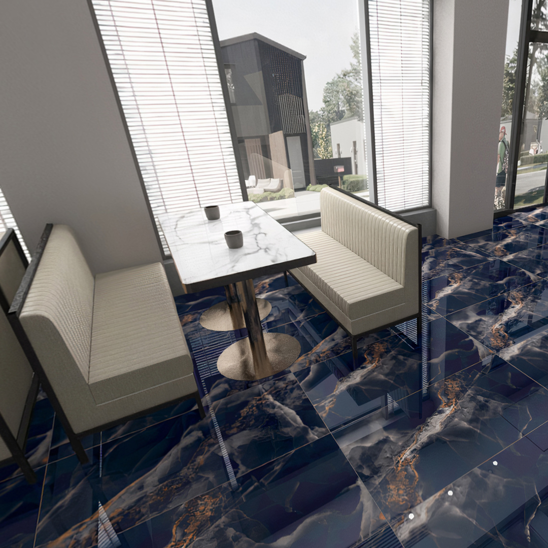 Carrelage effet marbre brillant- Noir Onyx - 60x120cm