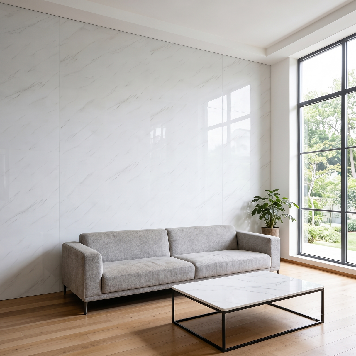 Panneau mural PVC effet marbre blanc - PVC 1 - 260x122cm