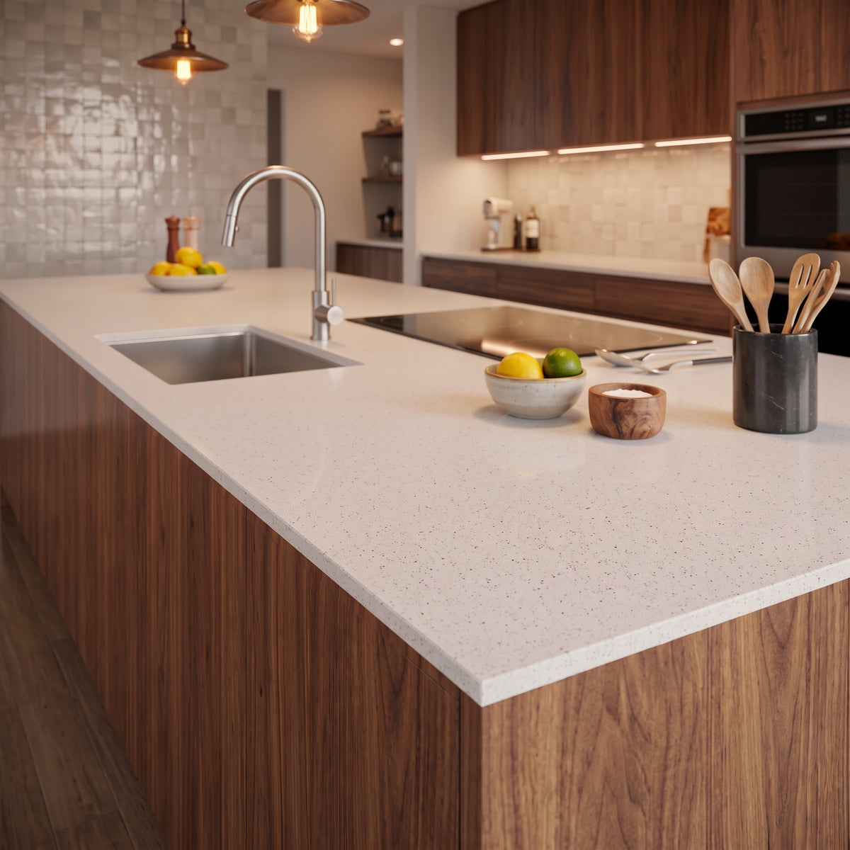Plan de travail en carrelage effet pierre gris mat - Gemstone Gris - 80x320x1,5cm