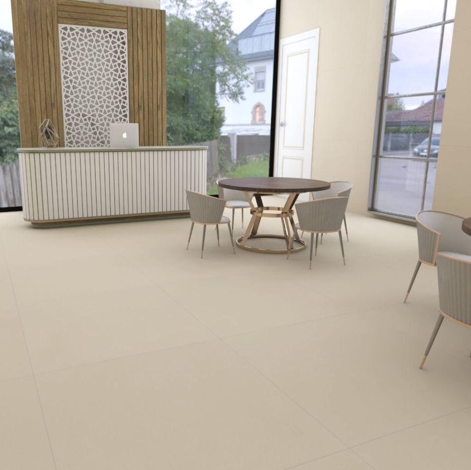 Carrelage effet béton ciré mat - Sable Beige - 100x100cm