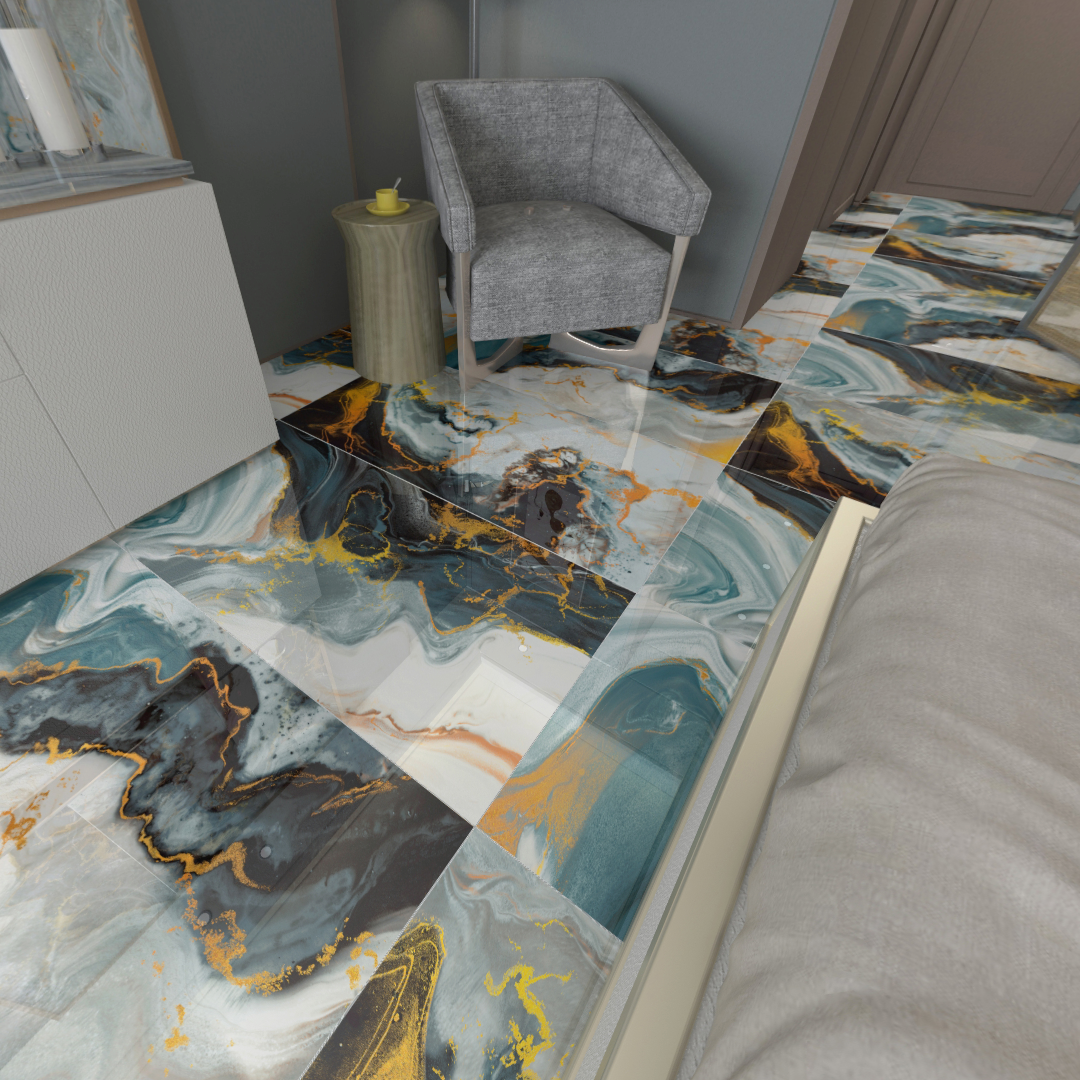 Carrelage effet marbre brillant- Santorini - 60x120cm