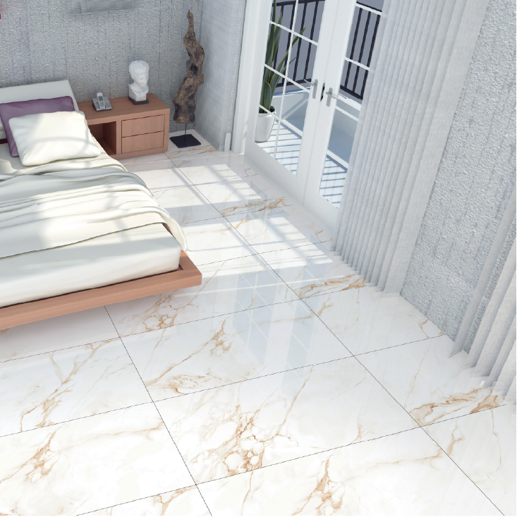 Carrelage effet marbre brillant - Satvario Crema - 60x120cm
