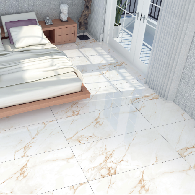 Carrelage effet marbre brillant - Satvario Crema - 60x120cm
