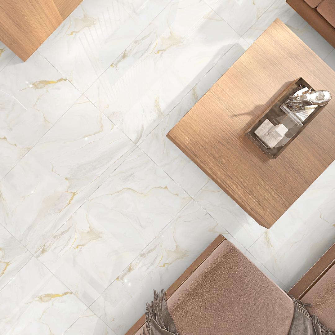 Carrelage effet marbre brillant- Simorre Doré - 60x120cm