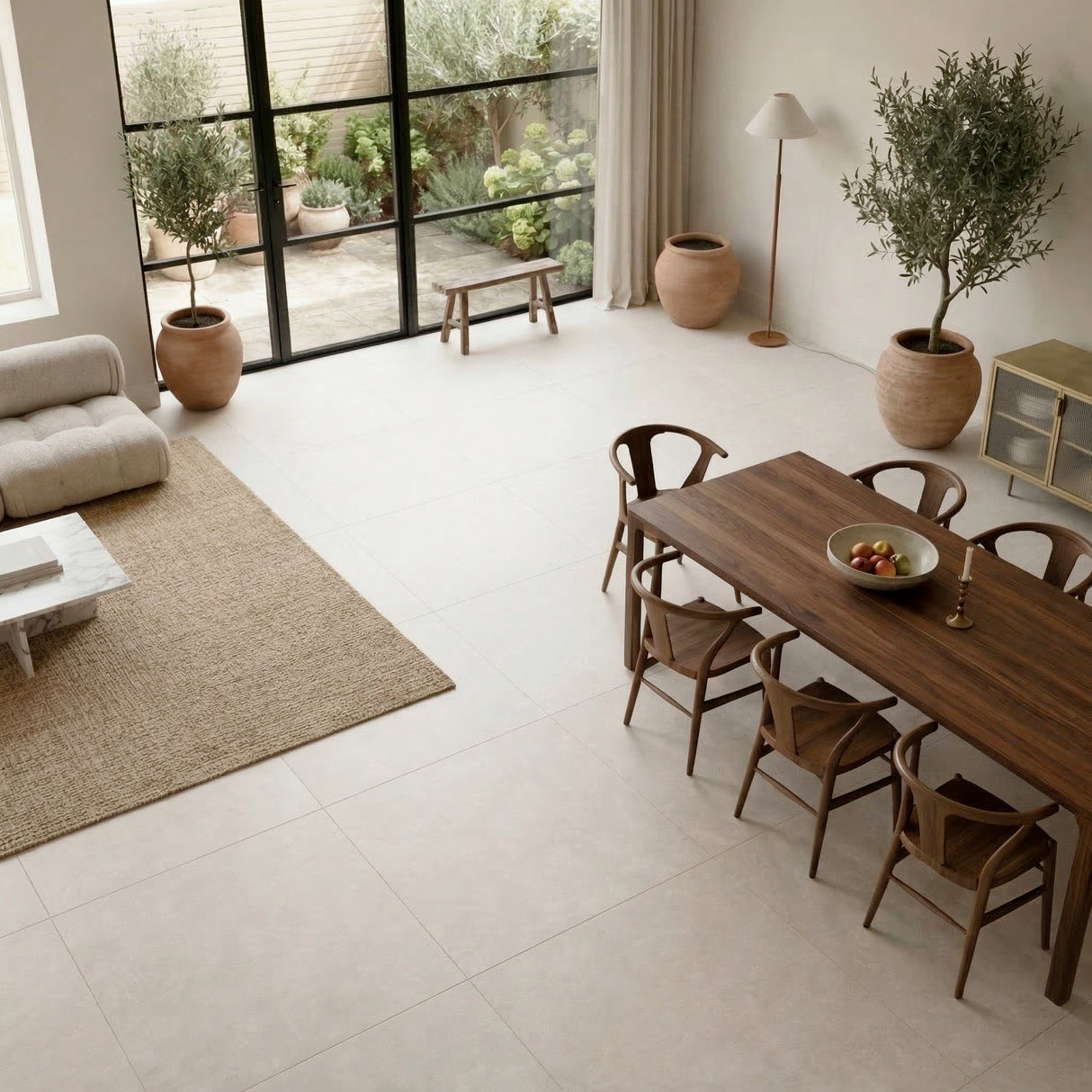 Carrelage effet béton beige mat - Sonora Linen - 100x100cm