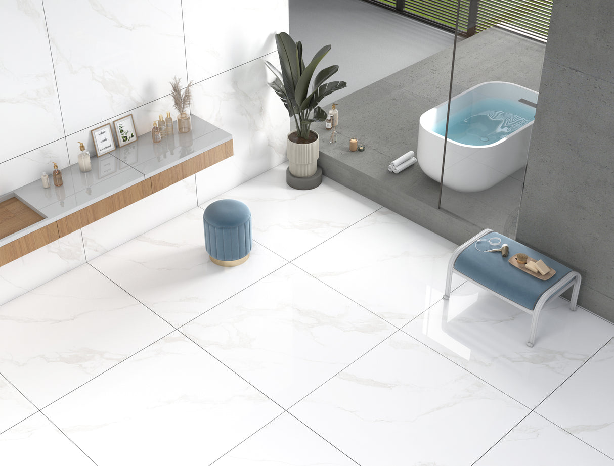 Carrelage Statuario Amaze 100x100 cm – Luxe et Raffinement Naturel