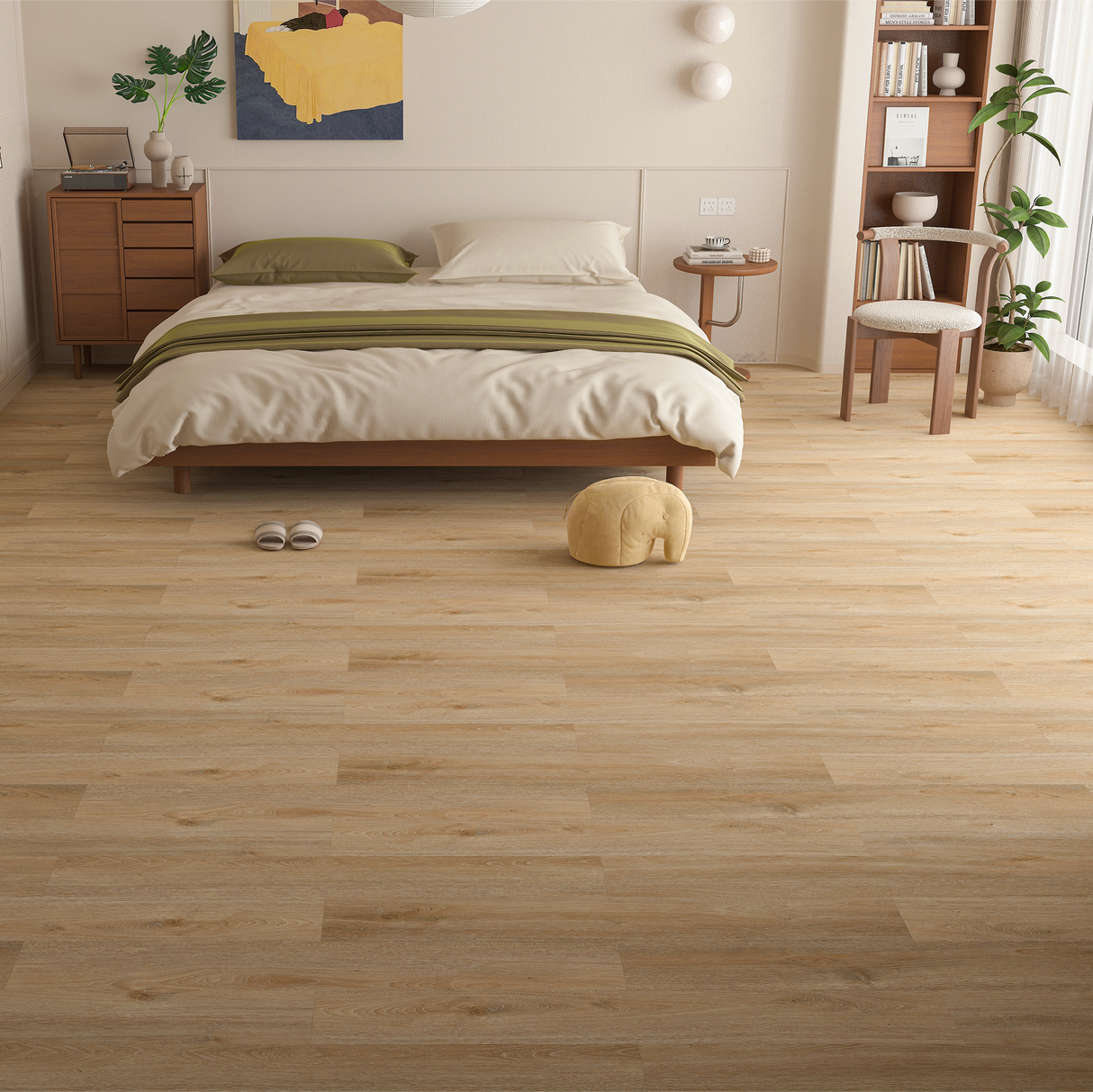 Sol stratifié effet bois chêne clair beige - 8203 - 20x122cm