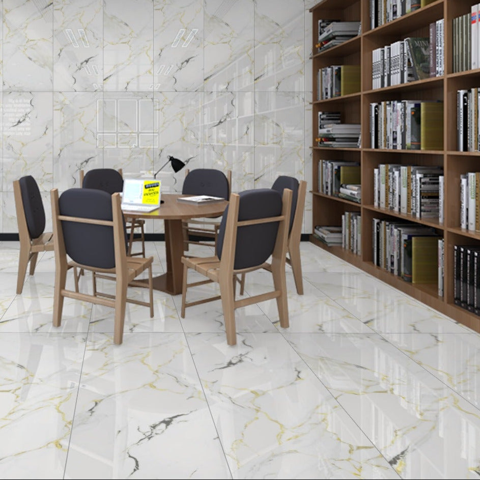 Carrelage effet marbre brillant - Summer White - 60x120cm