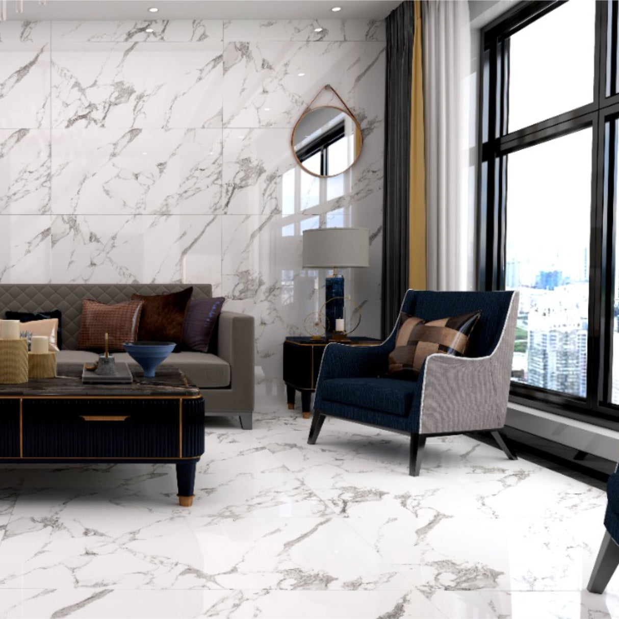 Carrelage effet marbre brillant - Toronto - 60x120cm