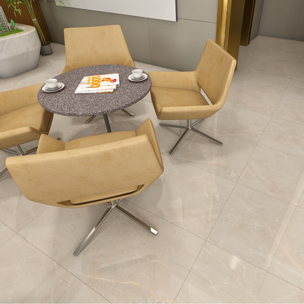 Carrelage effet marbre brillant- Turqueville Ivoire - 60x120cm