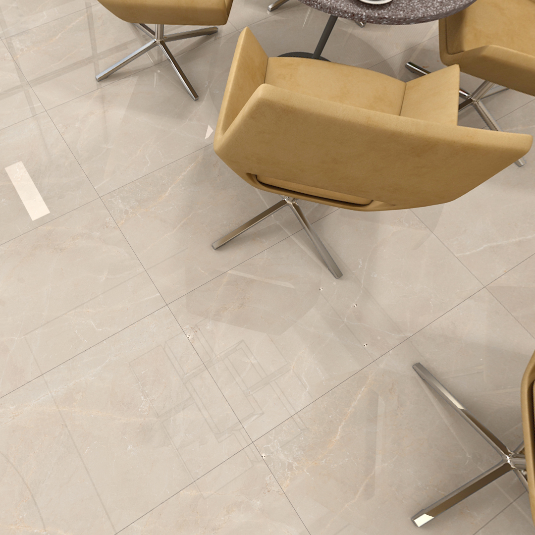 Carrelage effet marbre brillant- Turqueville Ivoire - 60x120cm