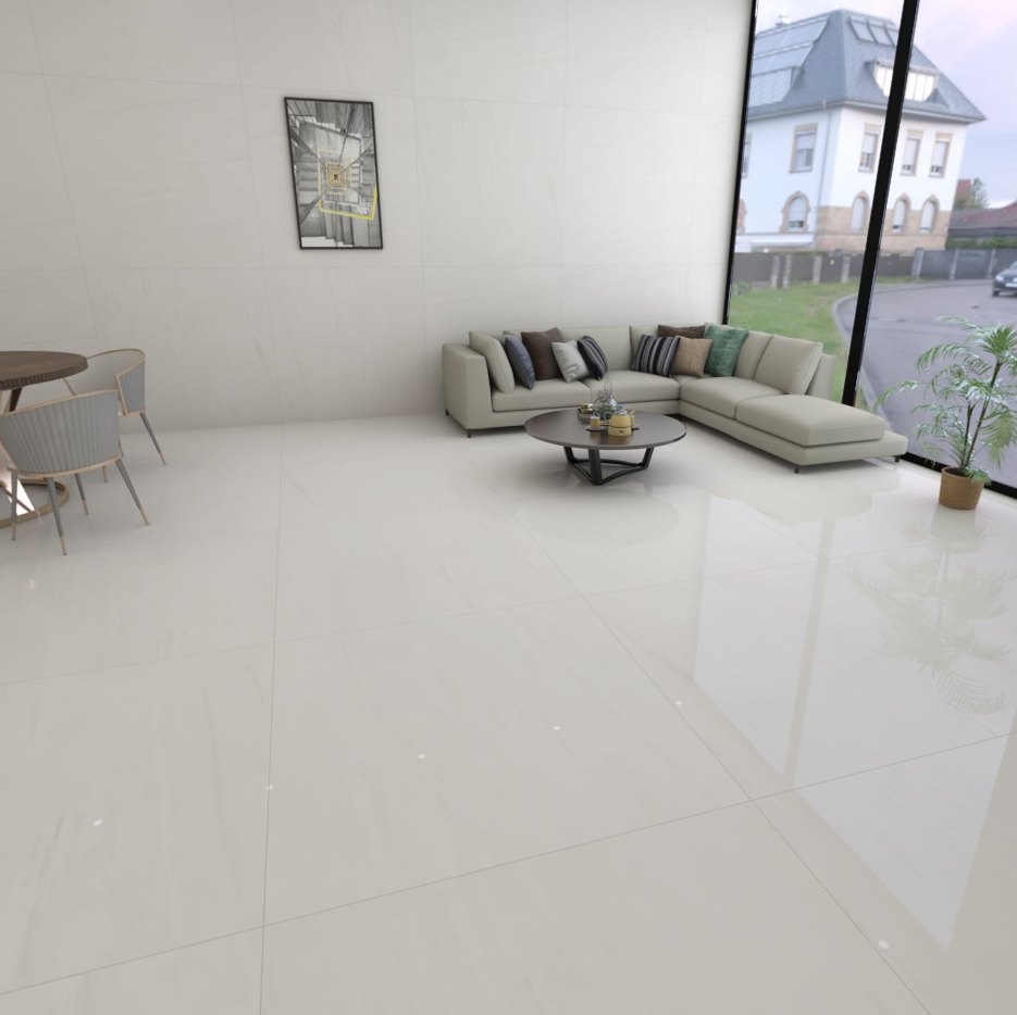 Carrelage effet marbre brillant - Mulhouse Blanc - 100x100cm