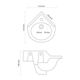 Vasque d'angle blanche - Alba White - Finition brillante (41 x 41 cm)