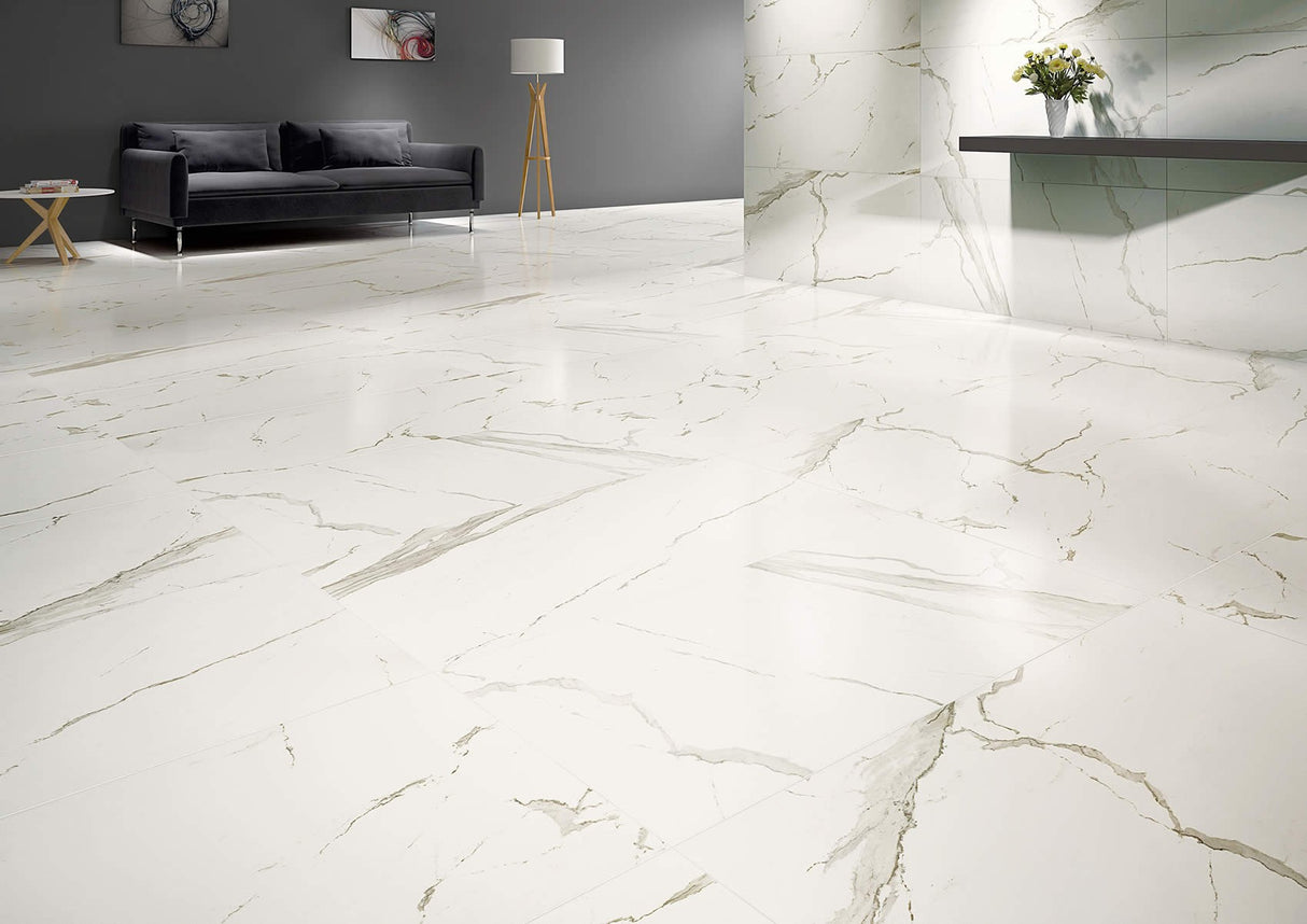 Carrelage effet marbre brillant - Albatros - 60x120cm