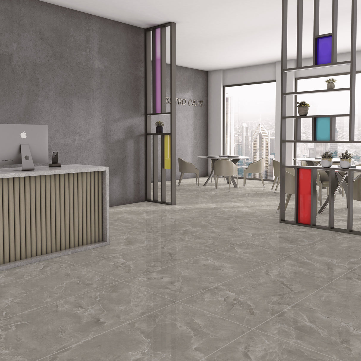 Carrelage effet marbre brillant - Alboran tuape endless - 60x120cm