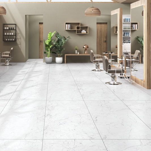 Carrelage effet marbre mat - Arena Bianco - 60x120cm