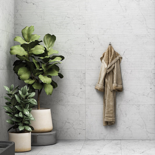 Carrelage effet marbre mat - Arena Bianco Décor - 60x120cm