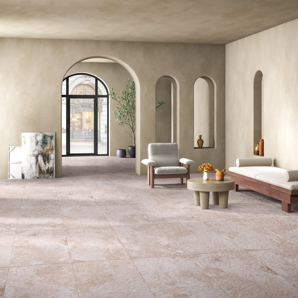 Carrelage effet marbre semi-brillant - Arfine Sand - 60x120cm