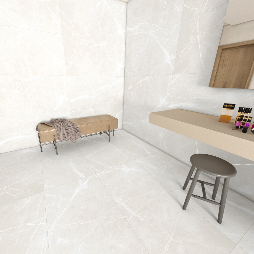 Carrelage effet marbre mat - Ash Ford Blanc - 60x120cm