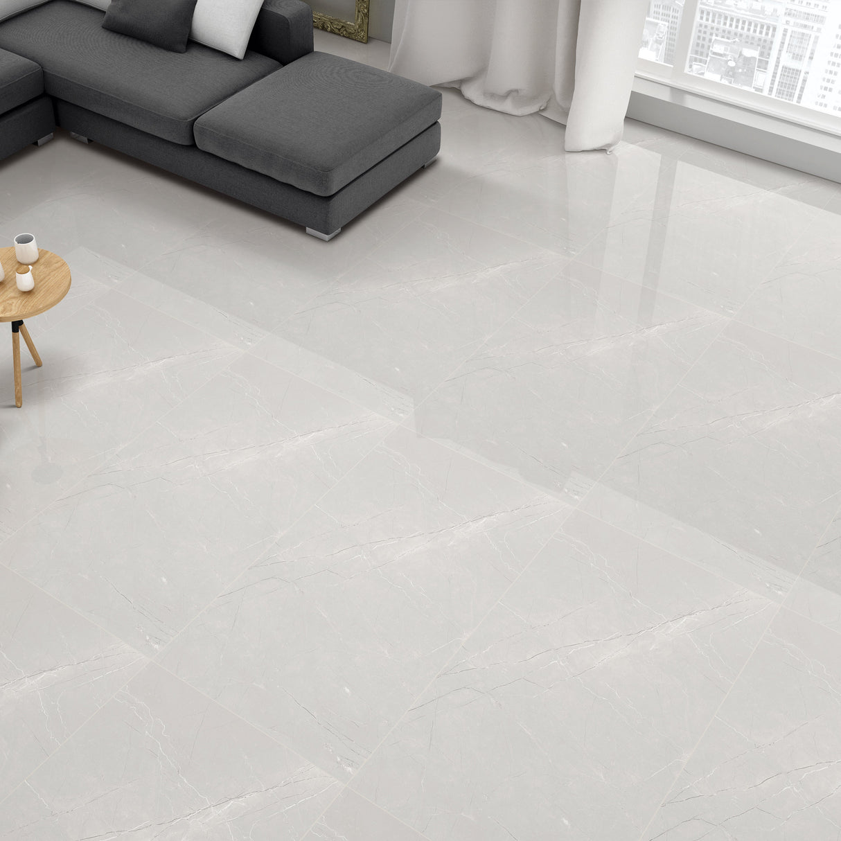 Carrelage effet marbre brillant - Burberry Silver - 60x120cm