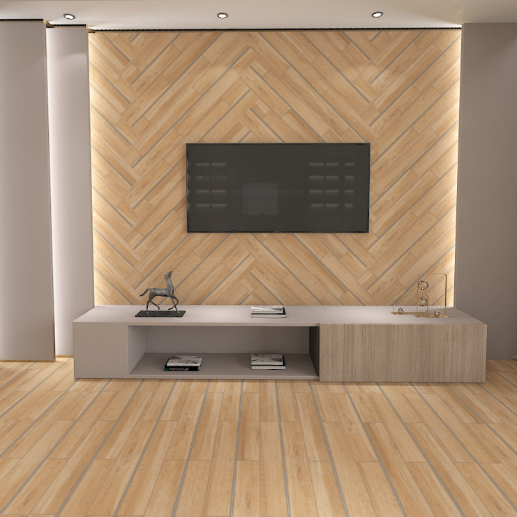 Carrelage effet parquet bois mat - Colibri Ivoire - 20x120cm