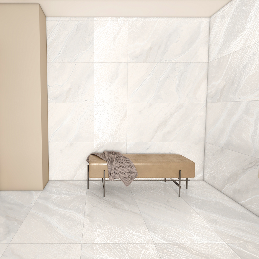 Carrelage effet marbre mat 3D - Cusset Blanc 3D - 60x120cm