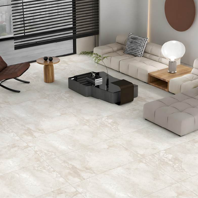 Carrelage effet pierre beige mat - Danois Ivoire - 60x120cm