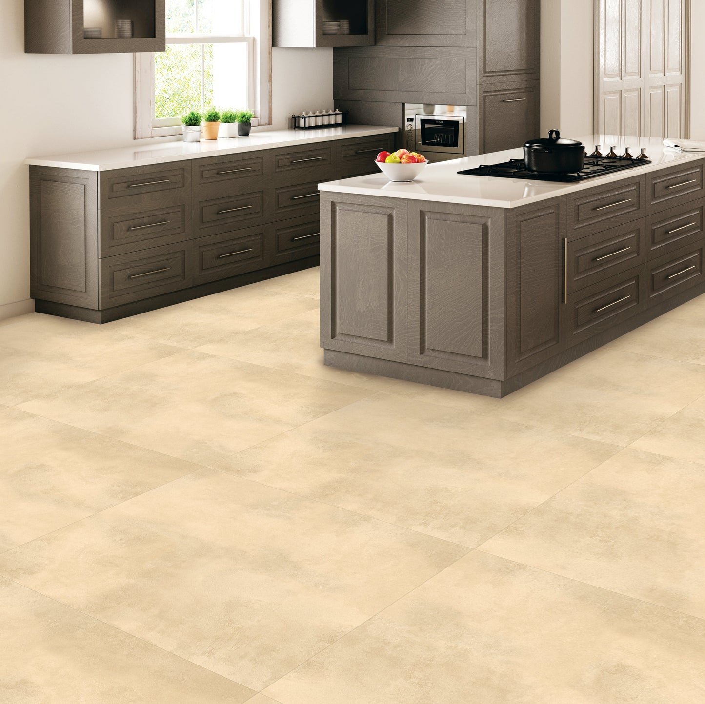 Carrelage effet béton mat - Denver Ivory - 100x100cm