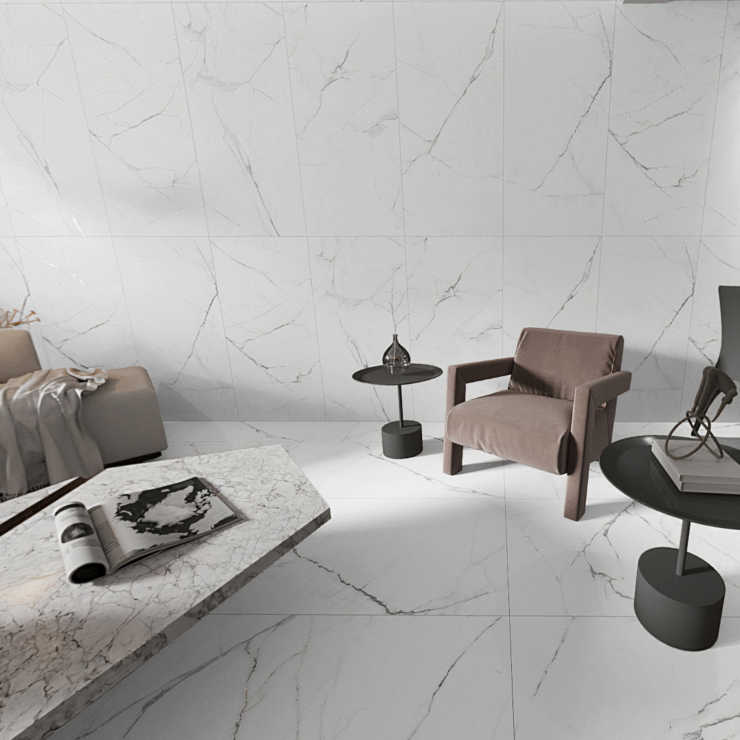 Carrelage effet marbre semi-brillant 3D - Dubai - 60x120cm