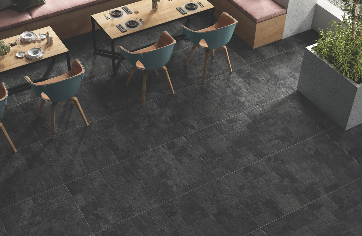 Carrelage Evardo Nero 60x120 cm – Raffinement Sombre et Élégance Contemporaine