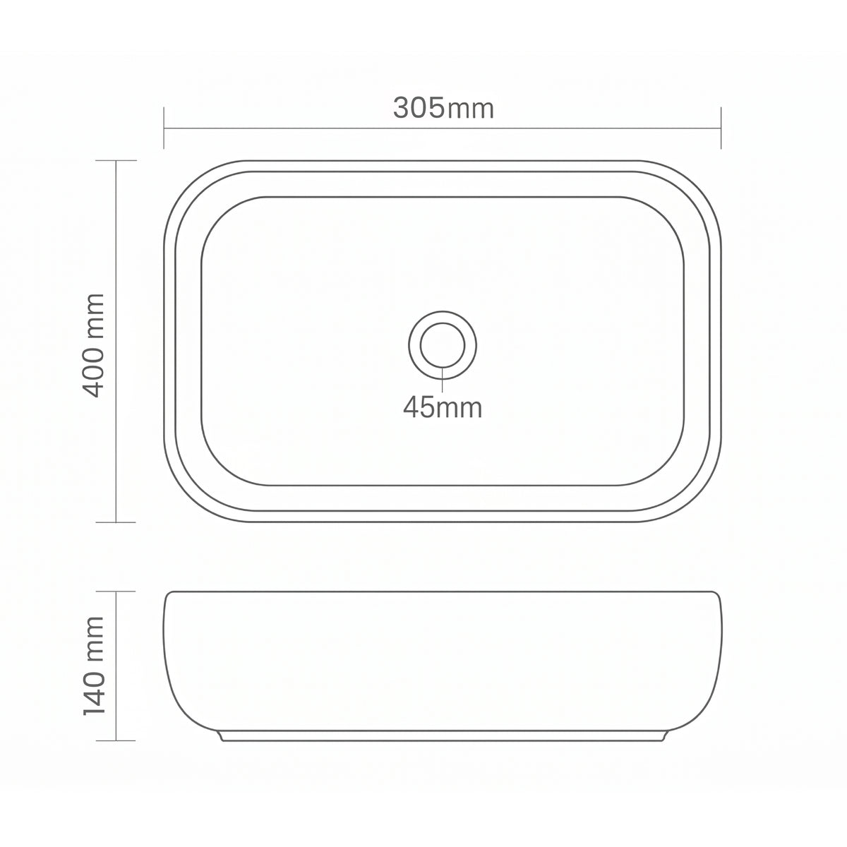 Vasque à poser rectangulaire blanche - Fia White - Finition brillante (40 x 30,5cm)