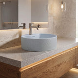 Vasque à poser ronde bleue - Grigio Liner Stone - Finition brillante (Ø 44,5 cm)